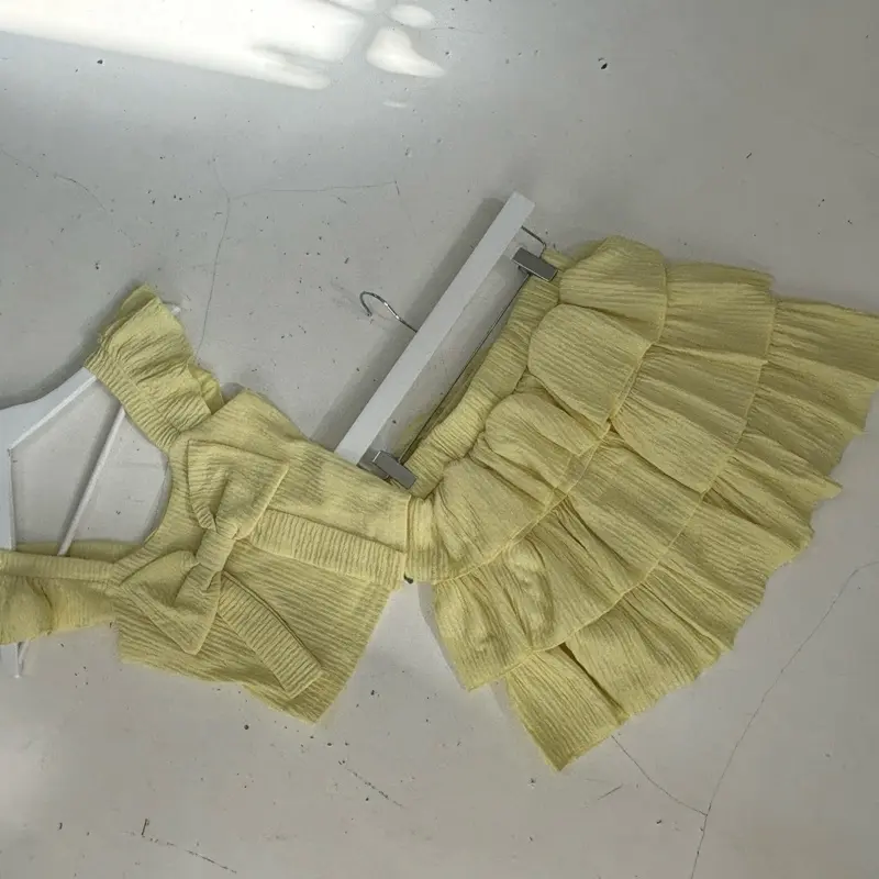 Frill Two Piece Set Skirt & Bow Top Summer Holiday Cute Outfit Built In Shorts Co-ord - 294 2