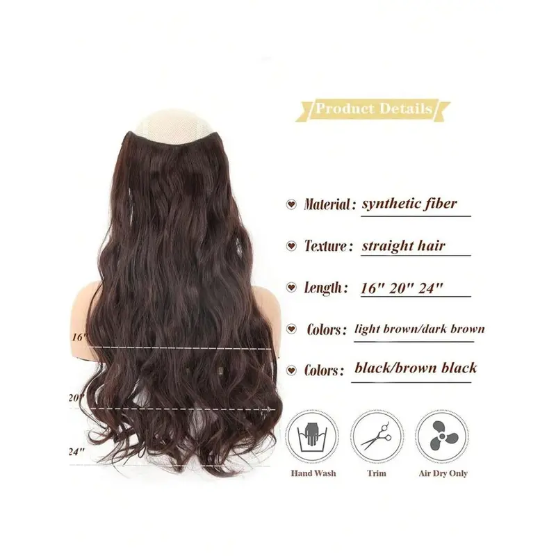 Hair Extensions Clip in Hair Extensions Wave  Hair Extensions Synthetic multiple sizes 4 Card  dark brown Hair Extensions Hairpieces for woman and girls 3