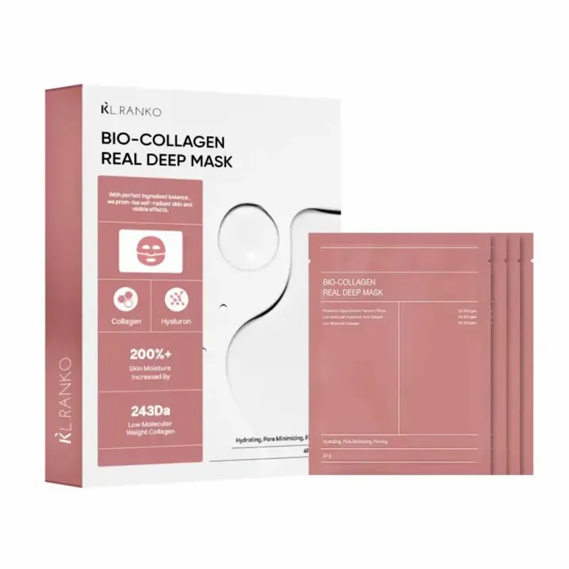 Bio-Collagen Real Deep Mask, Hydrating Overnight Hydrogel Mask, Pore Minimizing, Elesticity Improvement, 34gx4 (Pack of 4) Skin Repair Comfort Body Care 1
