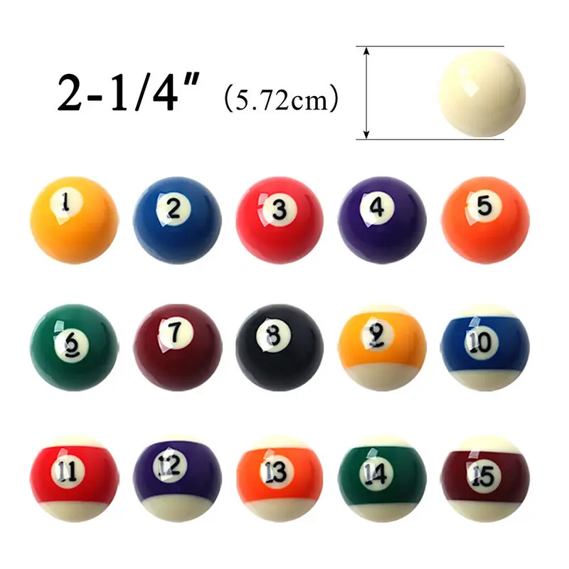 2-1/4" inch Pool Balls Cues Billiard Table 16 Numbered Balls & Triangle Rack Kit 1