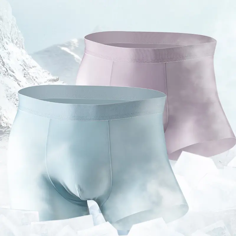 Plus Size Men Boxser Underpants Silk Underwear Boyshorts Breathbale Shorts Fit Non Marking Panties Fashion Men Boxer Briefs New 1