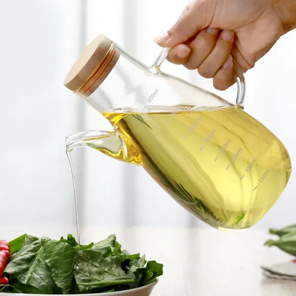 Eco-Friendly Glass Oil Bottle with Handle - Durable Kitchen Container 500/800ml 1