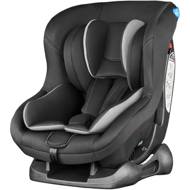 Fitzroy Group 0+1 Car Seat 0-18KG, Birth - 4 Years, 5 Point Harness, 4 Position Recline, Rear Facing from Birth to 13kg/ Forward Facing from 9kg to 18kg, Deep Padding - Black/Grey 0