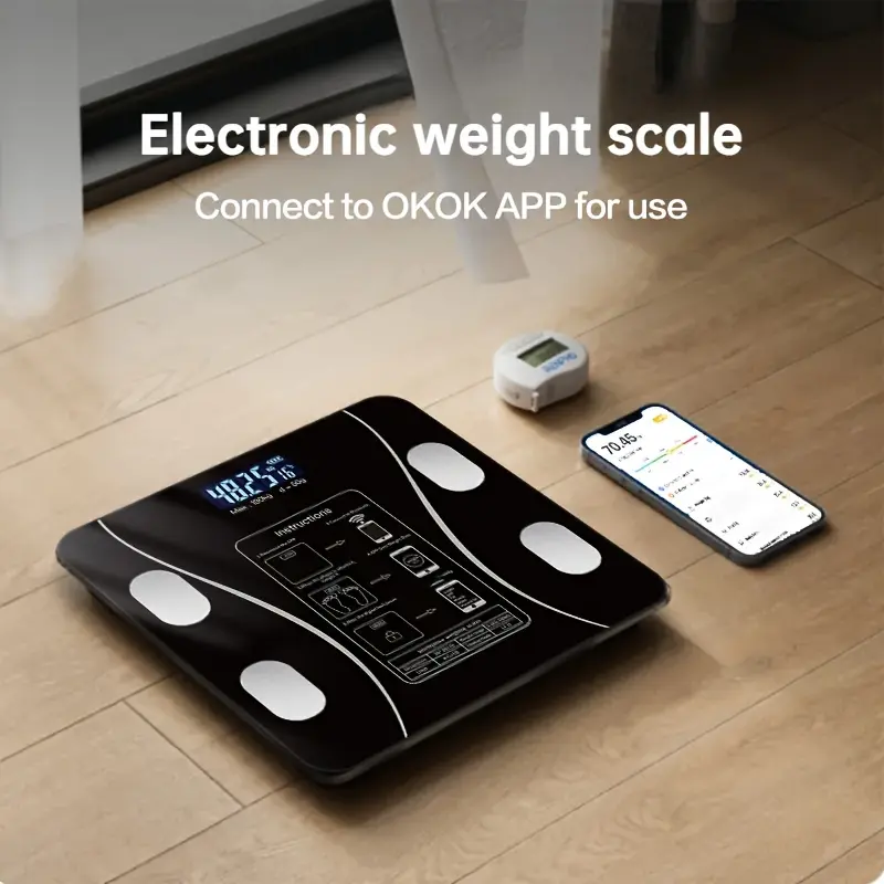 1 Smart Weight Scale with Wireless, Battery Powered Wireless Weighing Scale, Including AAA Non Rechargeable Battery, for Home And Office Use, Holiday Gift 2