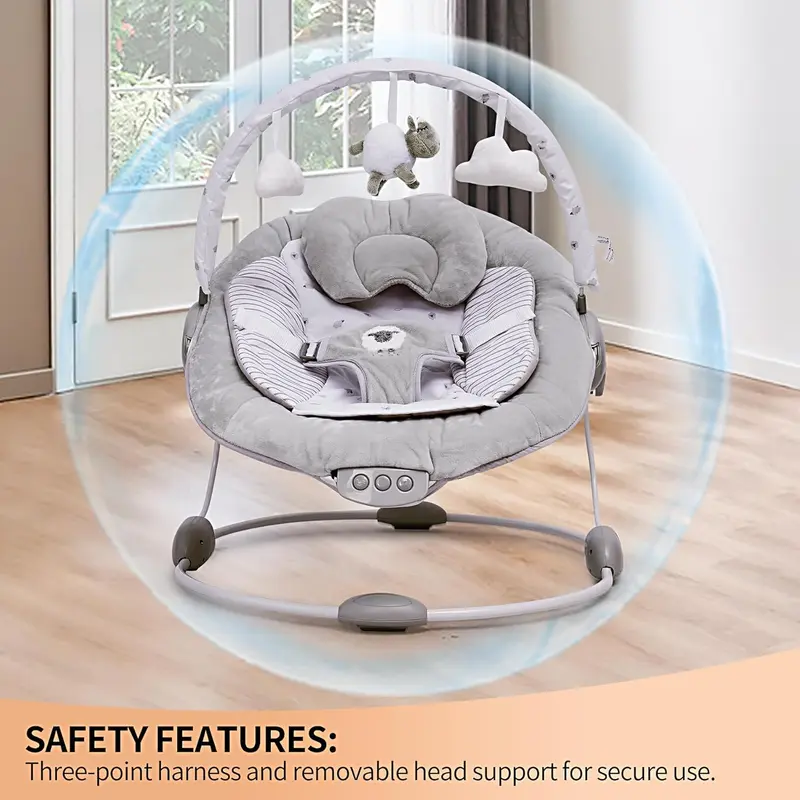 LADIDA Soft Padded Lamb Bouncer, Suitable for Newborns 0-6 Months, Soothing Music and Vibration 7