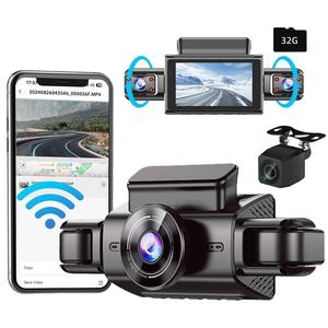 4 Lens Car Recorder, 1080P HD Car Camera, 3" IPS Screen Dash Cam Front and Rear with G-Sensor, WiFi Car DVR with Loop Recording, Car Video Surveillance, Vehicle, Automotive