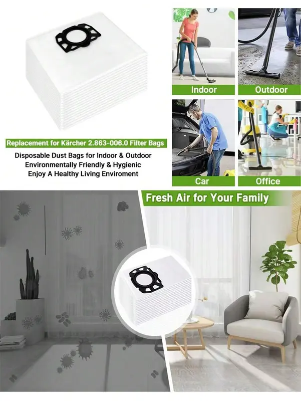 1/5/10pcs Karcher WD4 Vacuum Cleaner Dust Bags Filter Bags Sweeper Accessories,Tool Accessories 5