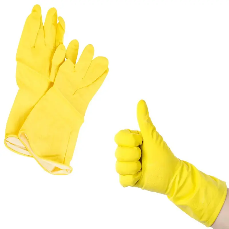 Yellow Latex Large Household Gloves - Durable & Flexible 0