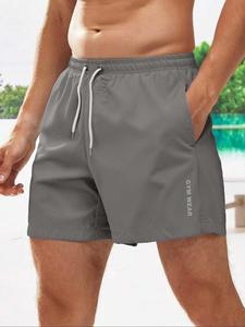 Men's Solid Color Swimming Trunks, Quick Drying Swim Shorts for Beach Vacation, Casual Comfy Breathable Swim Shorts for Men, Summer Swim Trunks, Activewear, Swimbottoms, Swimwear Shorts