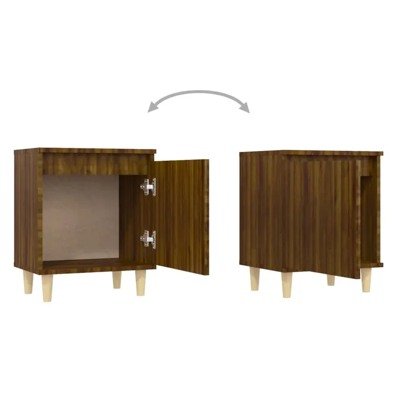 Bed Cabinets with Solid Wood Legs 2 pcs Brown Oak 40x30x50 cm 4