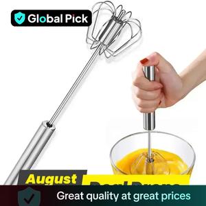 Stainless Steel Egg Beater, 1 Count Multifunctional Handheld Egg Whisk, Hand Push Semi-automatic Egg Beater, Kitchen Cooking Accessories, Kitchen Baking Utensils, Kitchen Gadgets, Kitchenware, Food Egg Cracker Tool