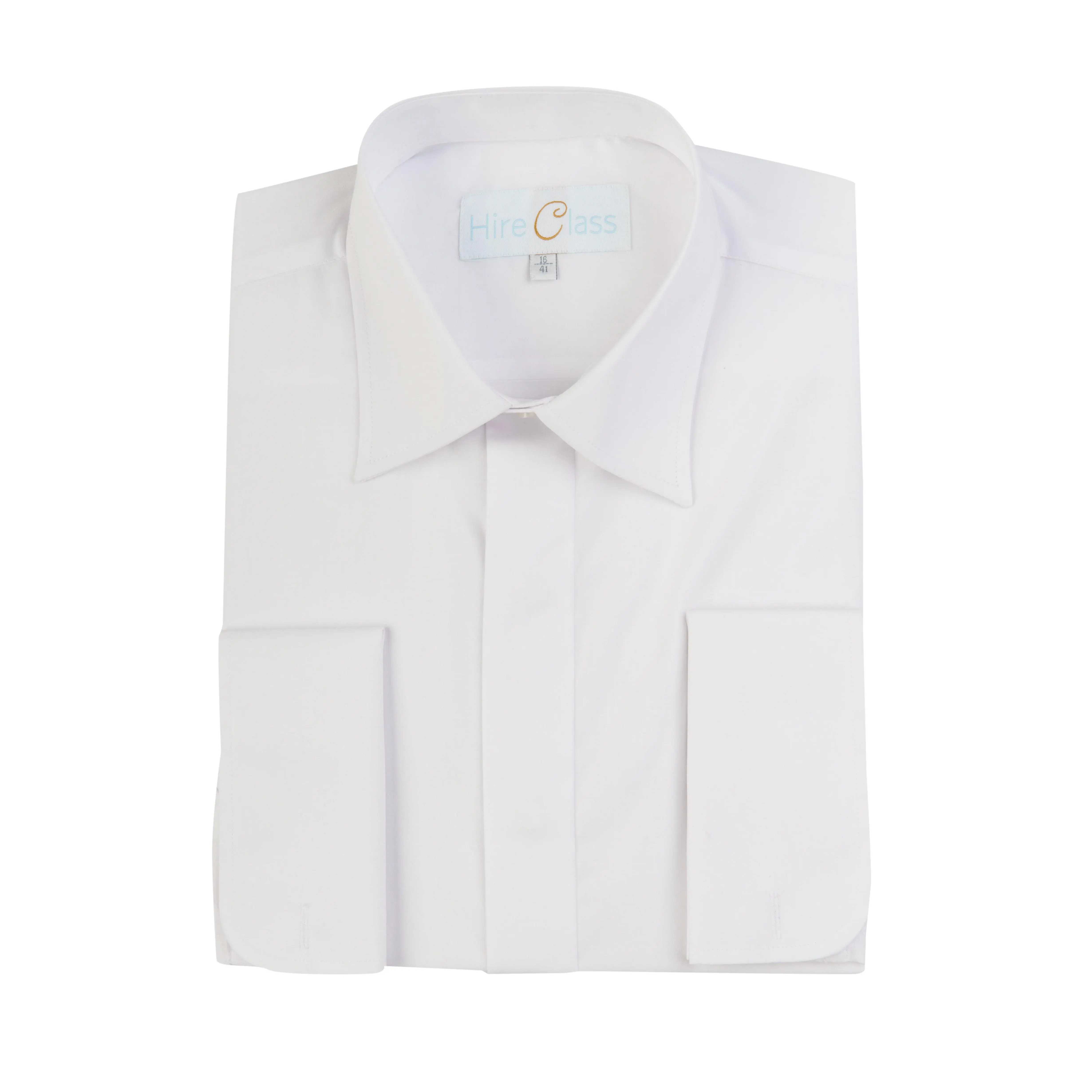 Men's White Dress Shirt Double Cuff Cotton Regular Collar
