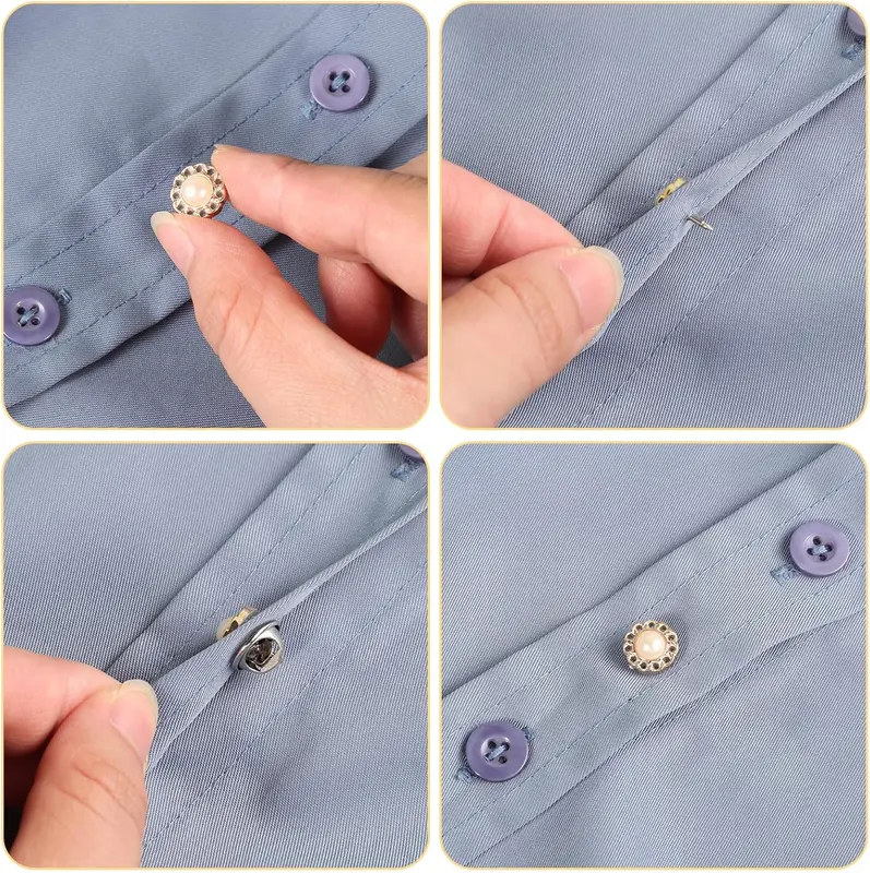 30 PCS Women Shirt Brooch Buttons Anti Exposure Fixed Brooches Modesty Pins Pearl Buttons 6