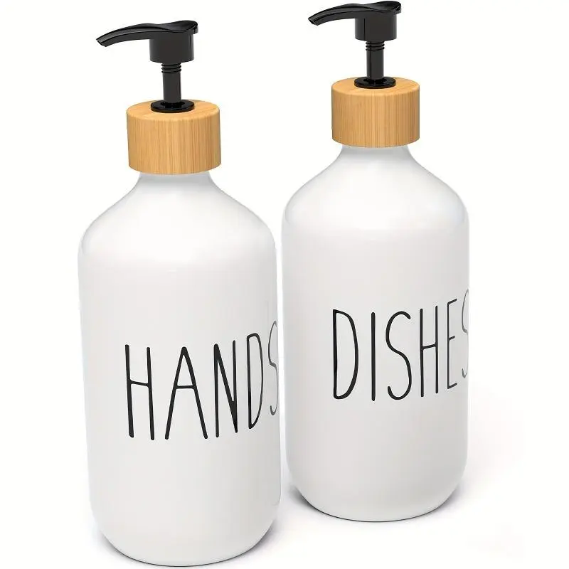 2pcs Soap Dispenser Set, Countertop Lotion Bottle, Bathroom Hand Soap Dispenser, Refillable Empty Bottle For Hand And Dish Soap, Bathroom Accessories, Home Decor 6