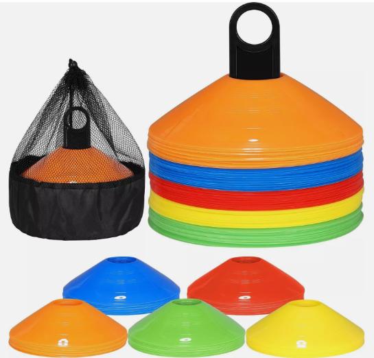 50x Football Training Cones Space Markers Sports Rugby Hockey Cricket Cone 1