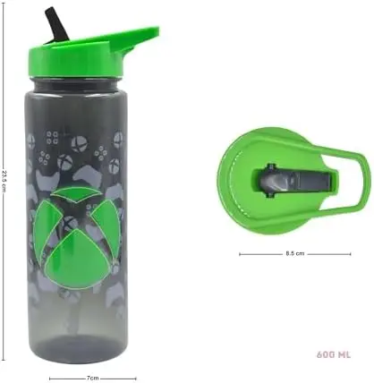Xbox Reusable BPA free Kids Water Bottle with built in Carry Loop, Straw and Screw Lid - 600ml Drinkware Tumbler 3