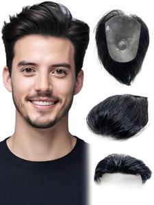 Men's Human Hair Topper, Natural Looking Handmade Hairpiece for Daily Wear, Invisible Comfort Hairpiece for Men