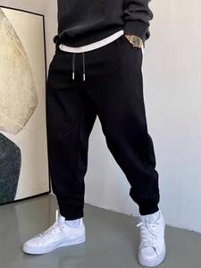 Men's Solid Color Y2K Thermal Lined Sweatpants, Loose Casual Comfy Jogger Pants for Daily Wear, Men's Trousers for Summer