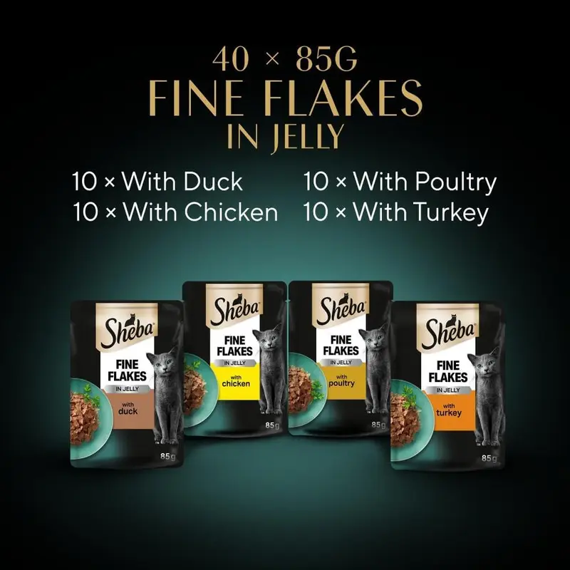 Adult Wet Cat Food Pouches- 40 x 85 g - Poultry - Bulk Cat Food Megapack - 40 Jelly Pouches 2