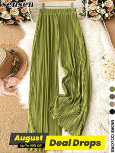 Women's Solid Color Wide Leg Pants, Breathable Casual Comfy Trousers for Daily Wear, Ladies Bottoms for All Seasons, Wideleg Pants, Traveling Pants