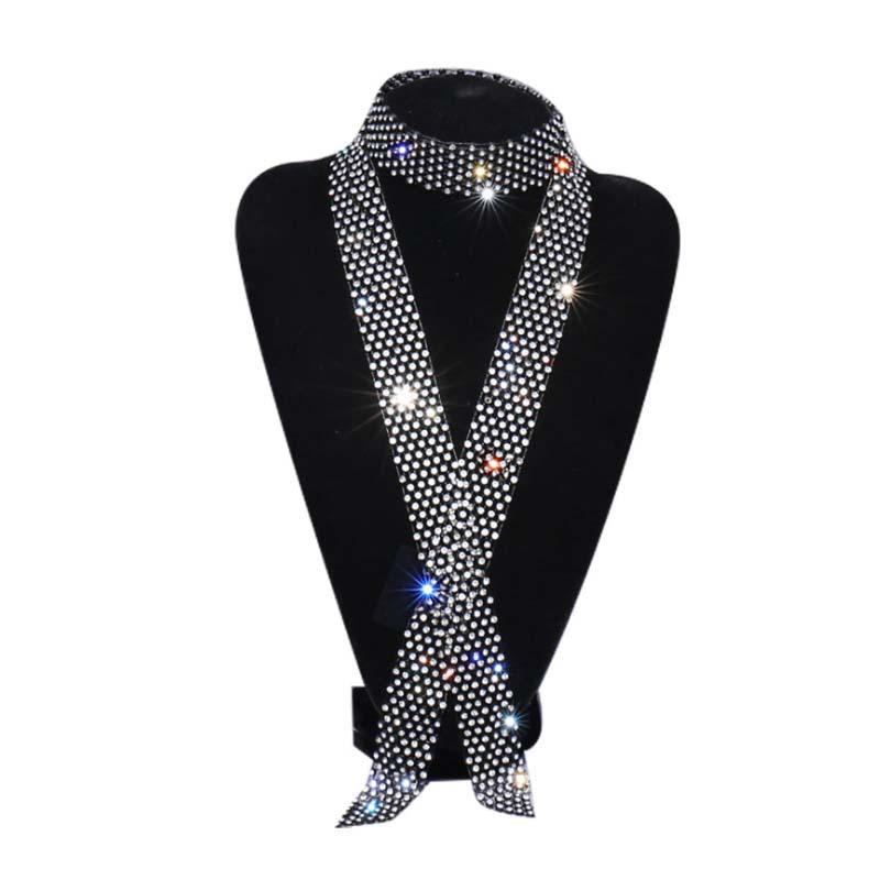 Fashion women's accessories personalized rhinestone mesh long scarf hipster street stacking diamond scarf women 4