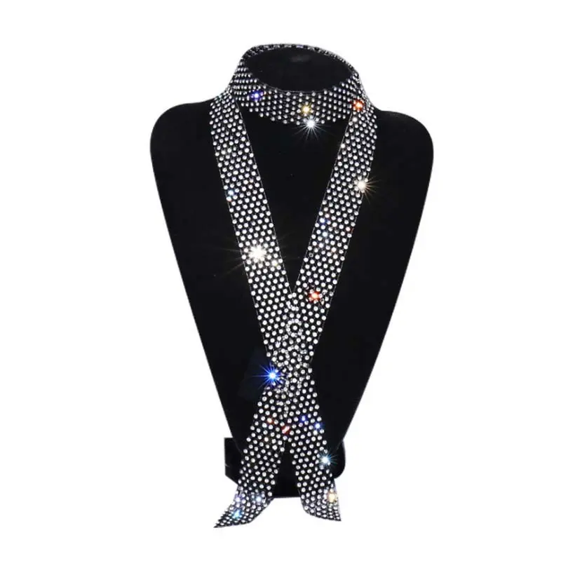 Fashion women's accessories personalized rhinestone mesh long scarf hipster street stacking diamond scarf women 4