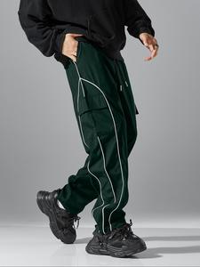 Men's Colorblock Flap Pocket Cargo Pants, Regular Fit Casual Street Fashion Trousers for Daily Wear, Men's Bottoms for All Seasons