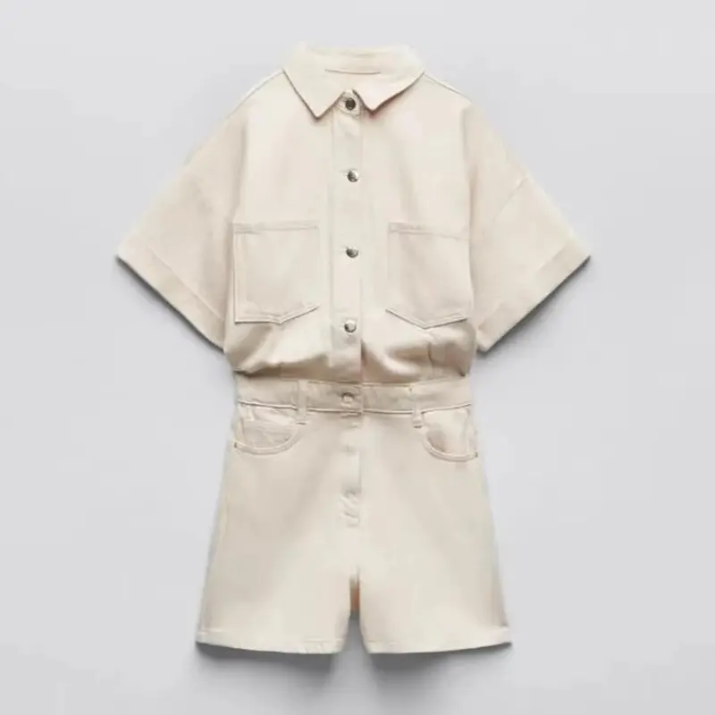 Spring and summer new women's clothing urban casual denim short jumpsuit women Womenswear Overalls 7