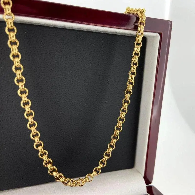 New 4mm Gold Diamond Cut Pattern Belcher Chain – 24 Inch 2
