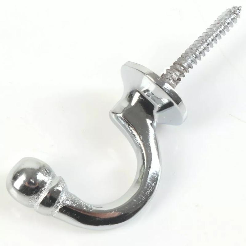 Product Introduction of 2x POLISHED CHROME TIE BACKS 1 Pair Ball End Curtain Drape Tassel Screw In Hooks 5