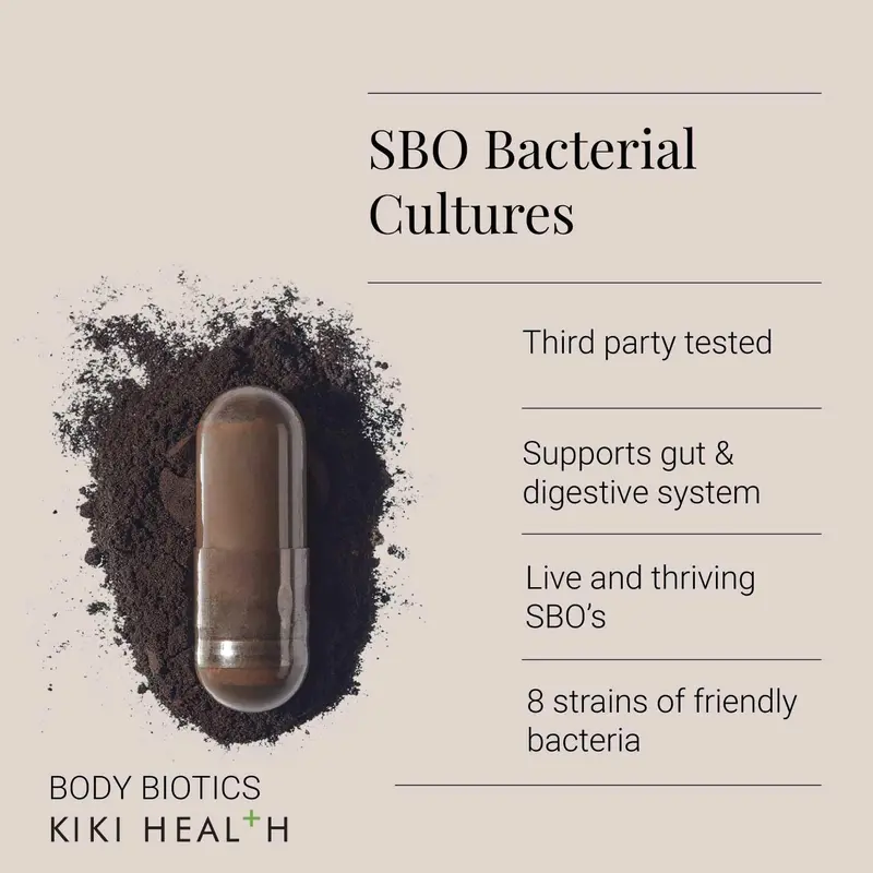 KIKI Health - Body Biotics 400mg, SBO Bacterial Cultures - Symbiotic Blend of 8 Highly Effective Friendly Bacteria - Dormant, Alive and Thriving, Naturally Dehydrated - 30 Capsules 2