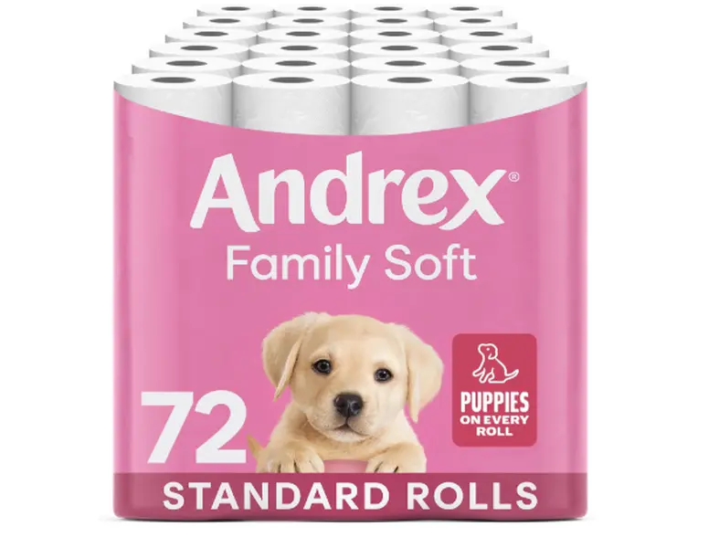 Andrex Family Soft Toilet Tissue 72 Rolls (Previously Andrex Gentle Clean) Gentle on your Family’s skin– Bulk Pack of 72 Toilet Rolls, FSC Certified