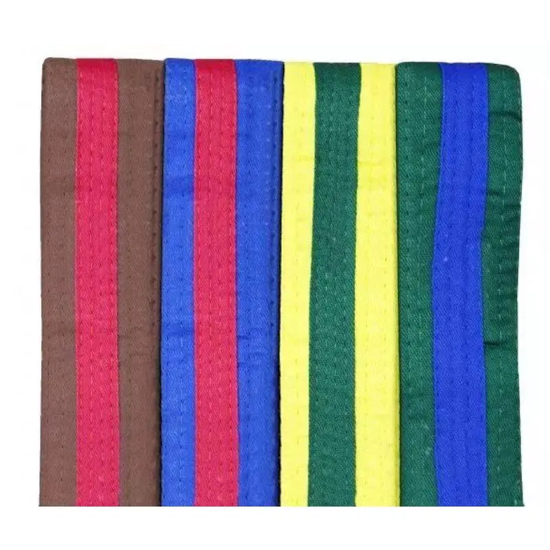 Cimac Coloured Karate Belt With Coloured Stripe 0