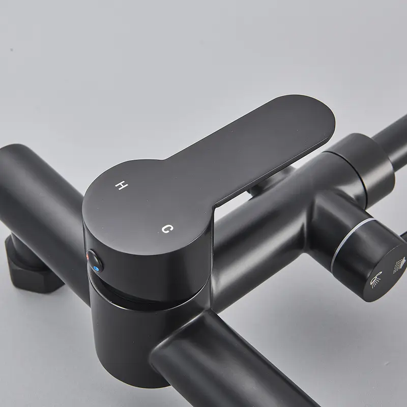 Onyzpily Matte Black Kitchen Faucet With Spray Gun Wall Mounted Hot Cold Water Mixer Tap Rotatable Faucets Dual  Water Mode 2