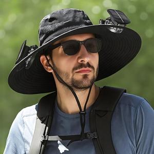 Outdoor Wide-brimmed Sun High Quality Hat with Solar Fan, Unisex Fishing Solar Fan Hat, Fisherman's Hat with Built-in Fan, Suitable for Fishing, Hiking, Camping