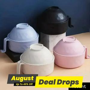 Ramen Bowl Set, 1/2 Counts Microwave Safe Instant Noodle Bowl & Tableware Kit, Durable Matching Lunch Box For Student, Ergonomic Design Handle, Dinnerware Sets