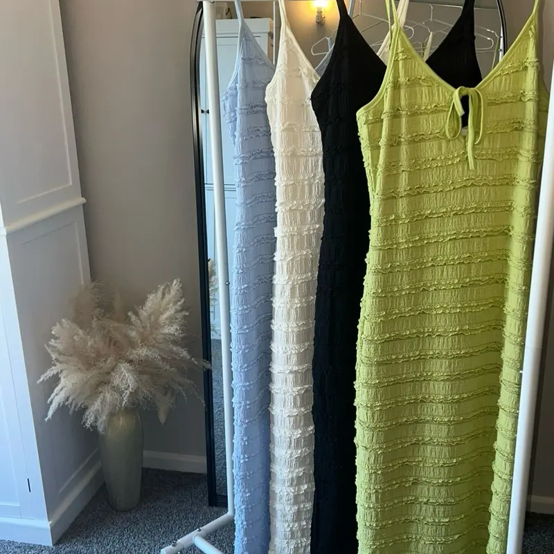 CALLIE Ruffle Maxi Dress with Tie Front and Straps for Women - Summer Casual Dress - Womenswear