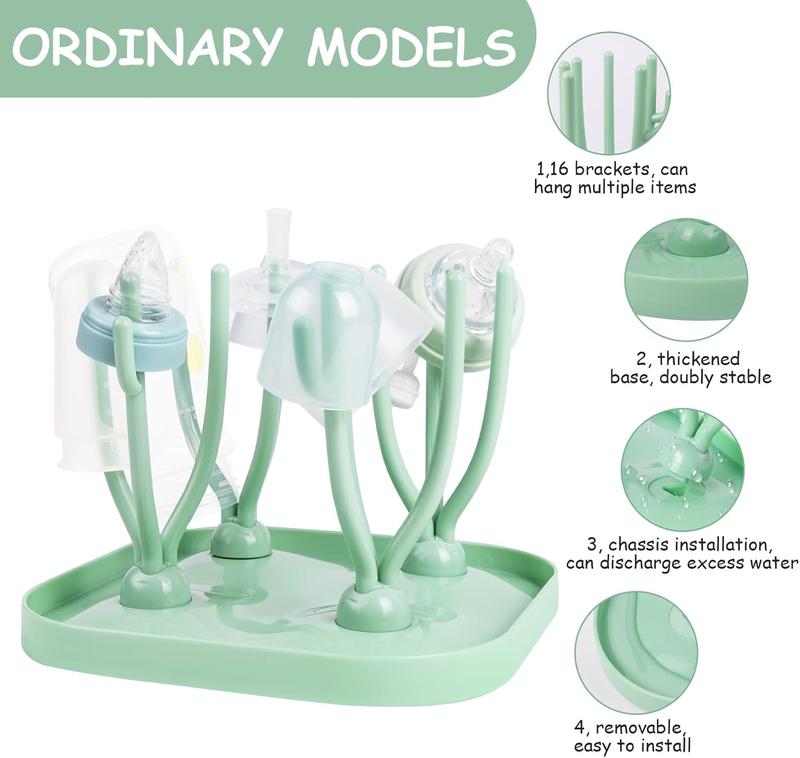 Baby Bottle Drying Rack, Baby Bottle Drain Holder with Detachable Drip Tray, Baby Drying Rack Ideal for Bottles, Teats, Cups, Reusable Baby Bottle Holder Baby Accessories 1