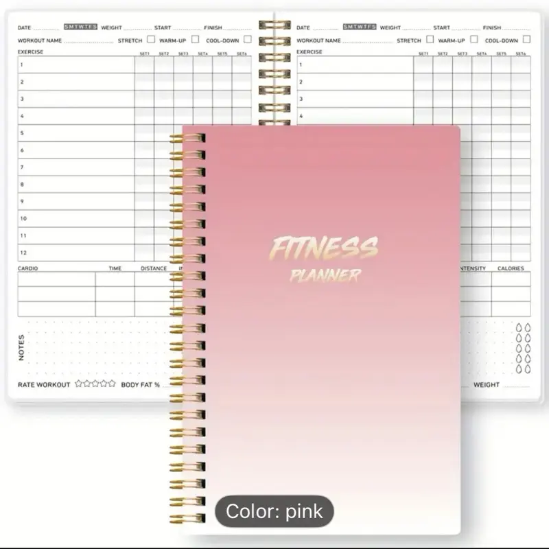 Fitness Planner Notebook - Daily Workout Tracker, Goal Setting, and Body Measurement 0