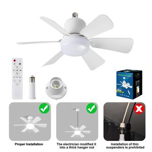 Ceiling Fan Light with Remote Control, E27 3-Speed Adjustable Fan Light, Indoor Lighting for Living Room, Bedroom, Kitchen, Ceiling Lights