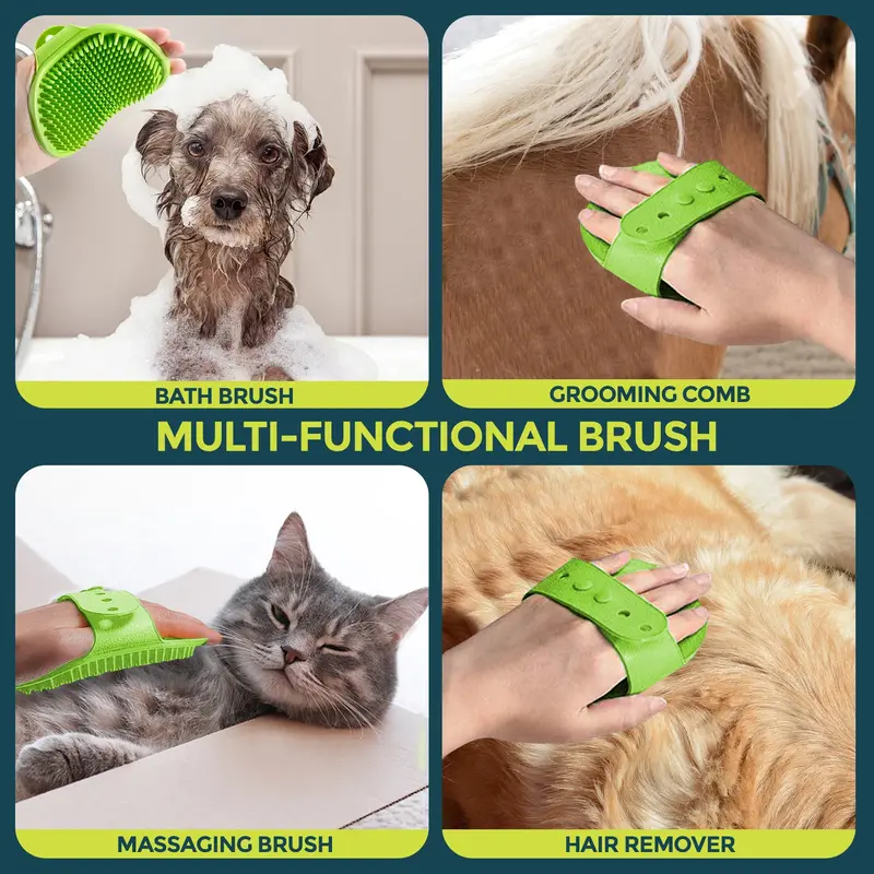 Dog Grooming Mitt Pet Glove Brush | Cat Fur Hair Remover Deshedding Hand Massage 4