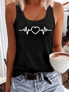 Women's Cartoon Lip & Letter Print Sports Tank Top, Casual Sleeveless Round Neck Top for Daily Wear, Ladies Sportswear for All Seasons