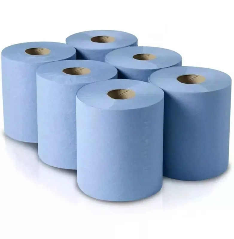 6 x Jumbo Workshop Hand Towels Rolls 2 Ply Centre Feed Wipes Embossed Tissue 1