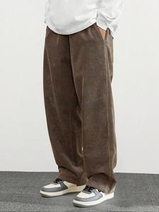 Men's Solid Color Pants, Loose Casual Comfy Straight Leg Trousers for Spring & Fall, Woven Bottoms for Men