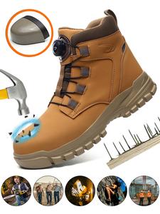 Men's Lightweight High Top Steel Toe Sports Shoes, Waterproof Hiking Shoes, Impact Resistant, Suitable for Outdoor Sports, Boy