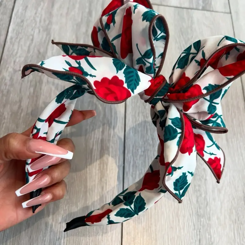 Pretty Rose Red Bow Headband for Girls