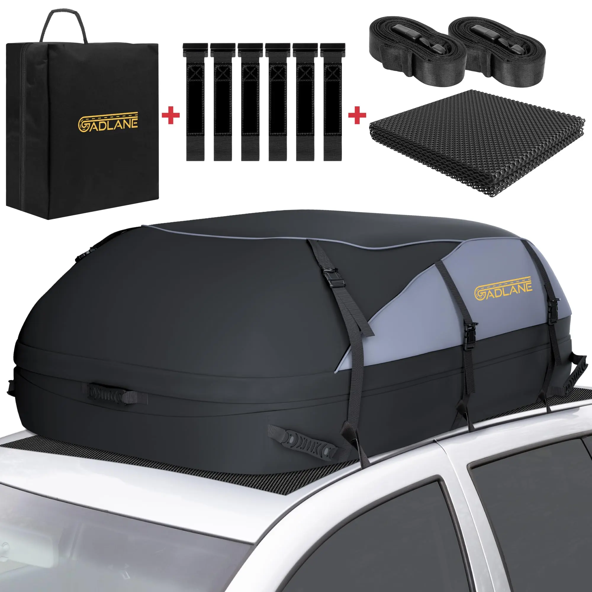 Car Roof Bag - 20 Cubic Feet (550L) Waterproof Roof Boxes for Cars with/without Roof Rack with 6 Sturdy Straps, Anti-Slip Mat & Storage Bag for Cars, SUVs, Travel, Holidays Roof Box Storage