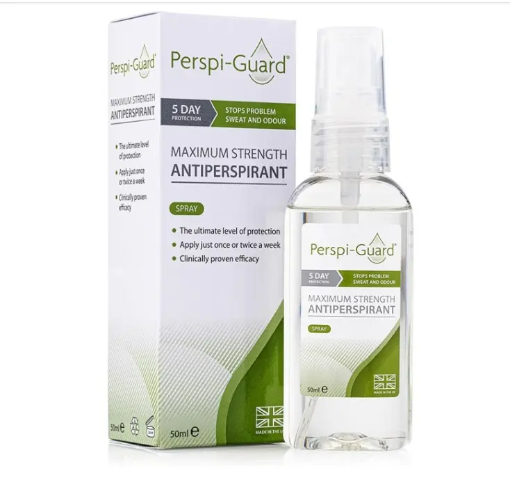 Perspi-Guard Maximum Strength Antiperspirant Spray, Strong Deodorant for Excessive Sweating & Hyperhidrosis Treatment, Lasts up to 5 Days - Unscented (50ml)