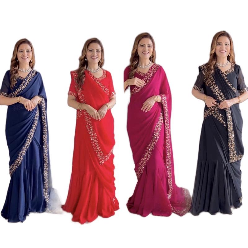 Georgette  Ready to wear Gown Saree Womenswear Asian Comfort 5