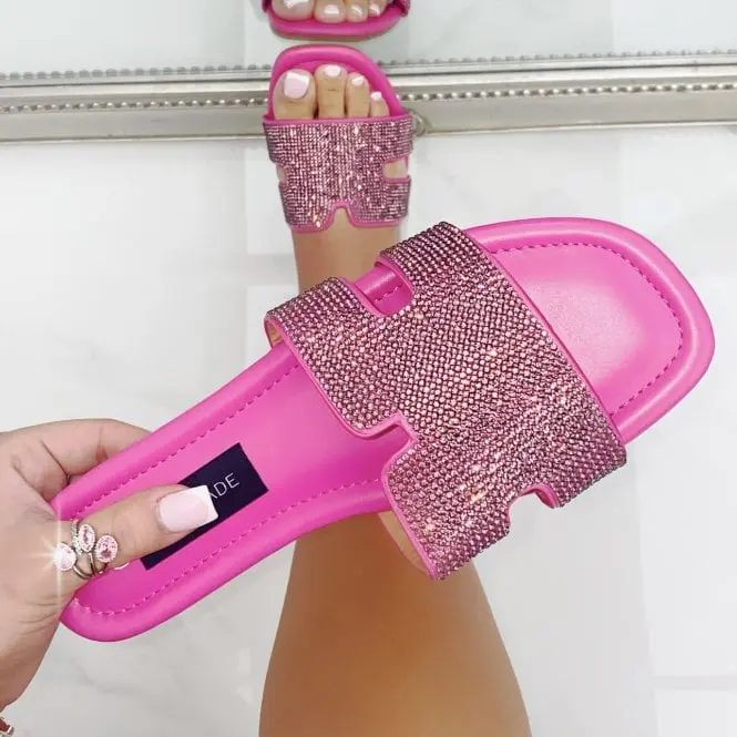 Lemonade Crystal Lush Halo Sliders Hot Pink